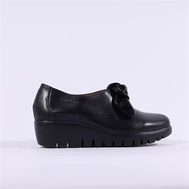 Wonders San Marino Bow Tie Wedge - Black Patent Combi